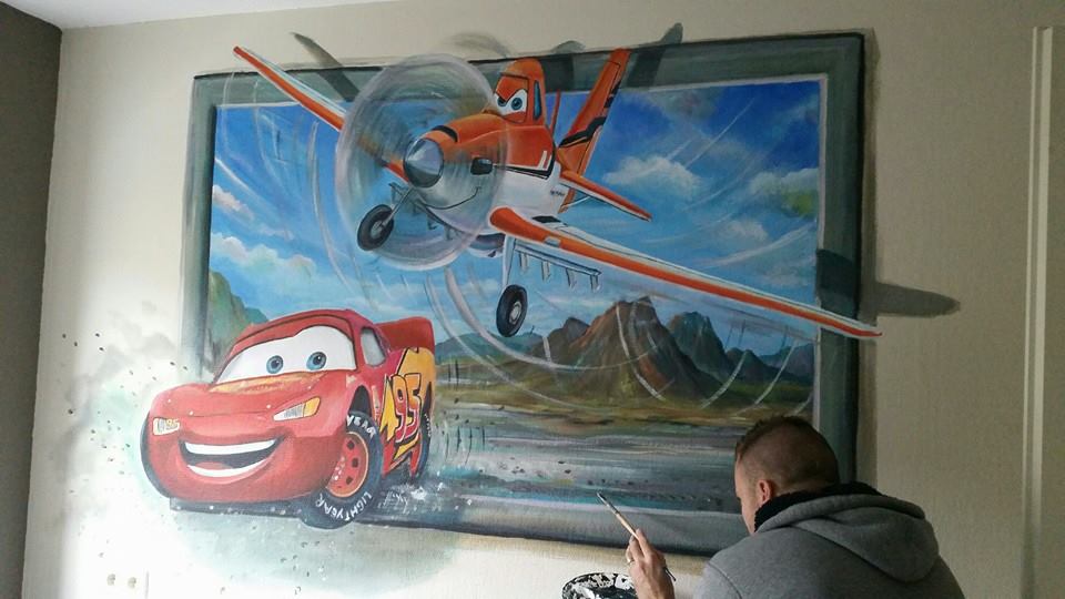 Planes/Cars 3d schilderij