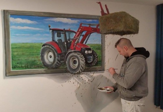 Case traktor 3d-Muurschildering